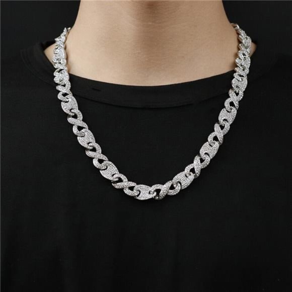 Other - 13MM Mens Silver Cuban Link Chain for Hip Hop 8-24 inch Curb Necklace Jewelry
